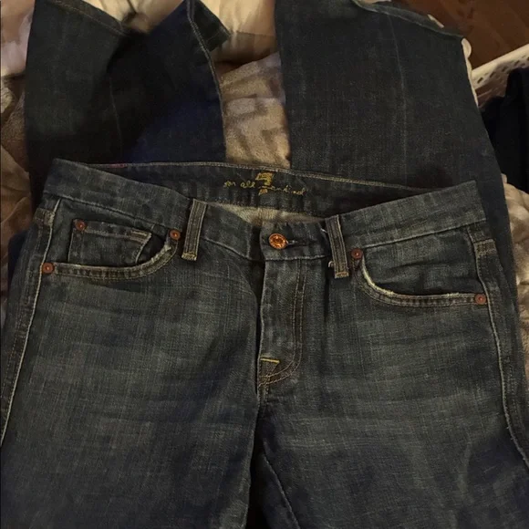 7 For All Mankind Dark Blue Flare Jeans - Picture 5 of 6